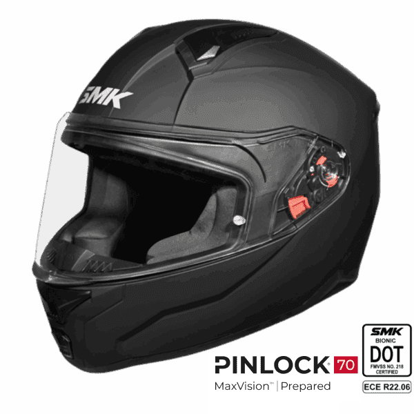 SMK Full Face Helmet Bionic Adult Solid Matt Black MA 200