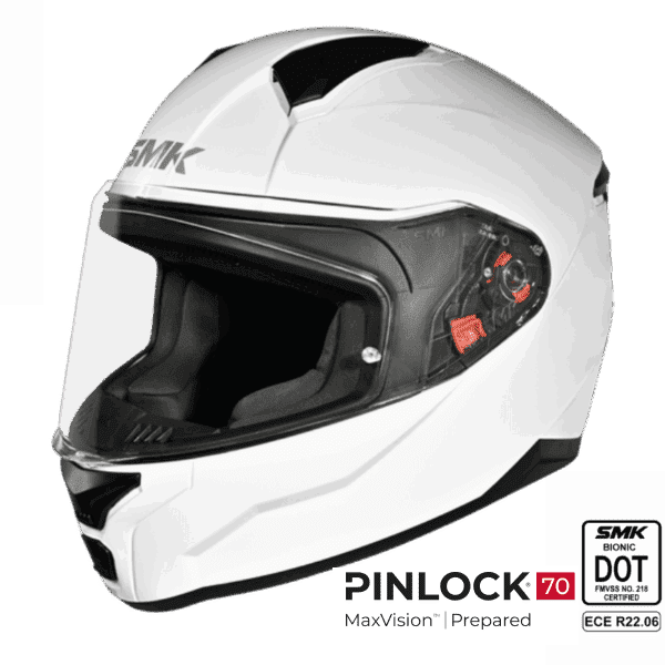 SMK Full Face Helmet Bionic Adult Solid White GL 100