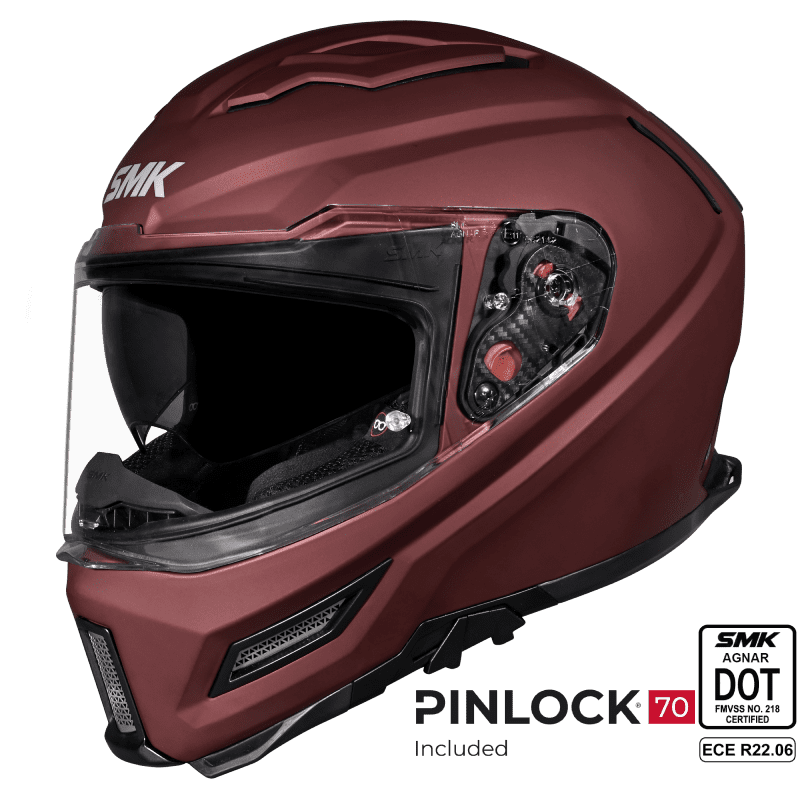 SMK Full Face Agner Solid Helmet Wine Red MA 300