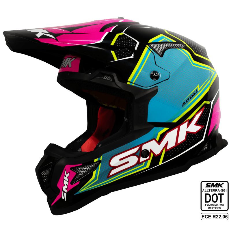SMK Off Road Helmet Allterra Maverix Pink/Blue GL 259