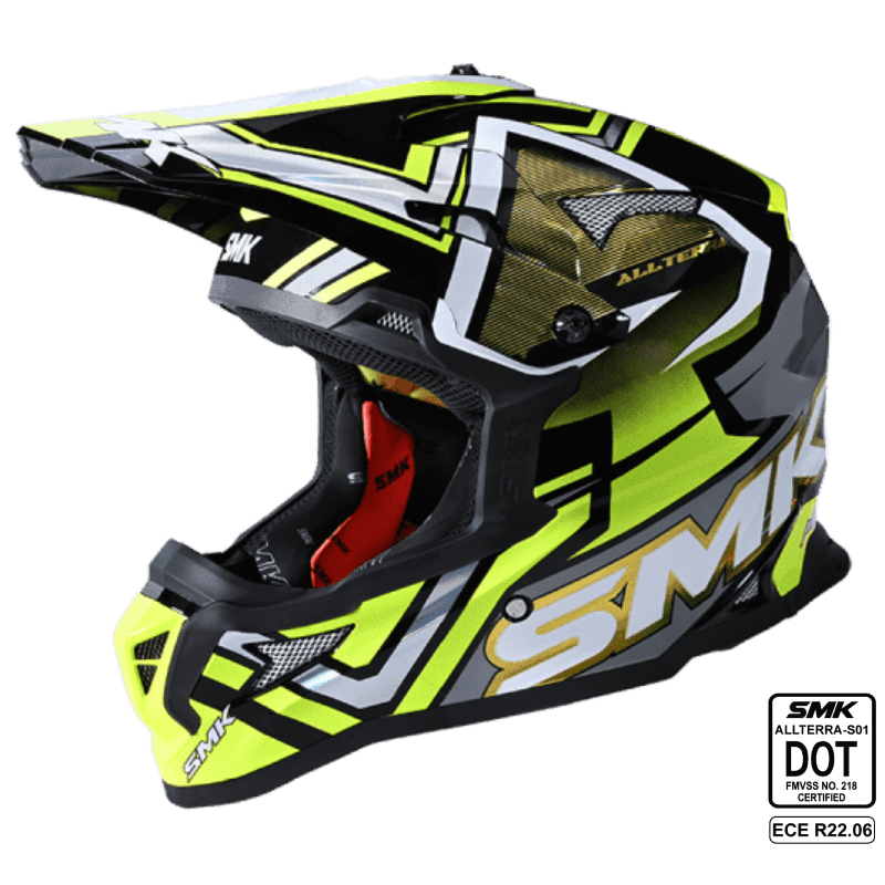 SMK Off Road Helmet ALlterra X-Aces (Chrome) Yellow/Black GL 264