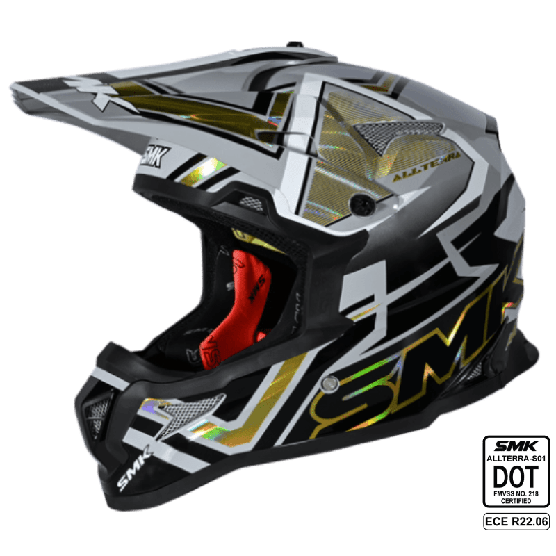 SMK Off Road Helmet ALlterra X-Aces (Chrome) Black/Silver GL 627