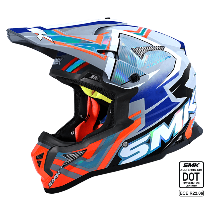 SMK Off Road Helmet ALlterra X-Aces (Chrome) Blue/Orange GL 657