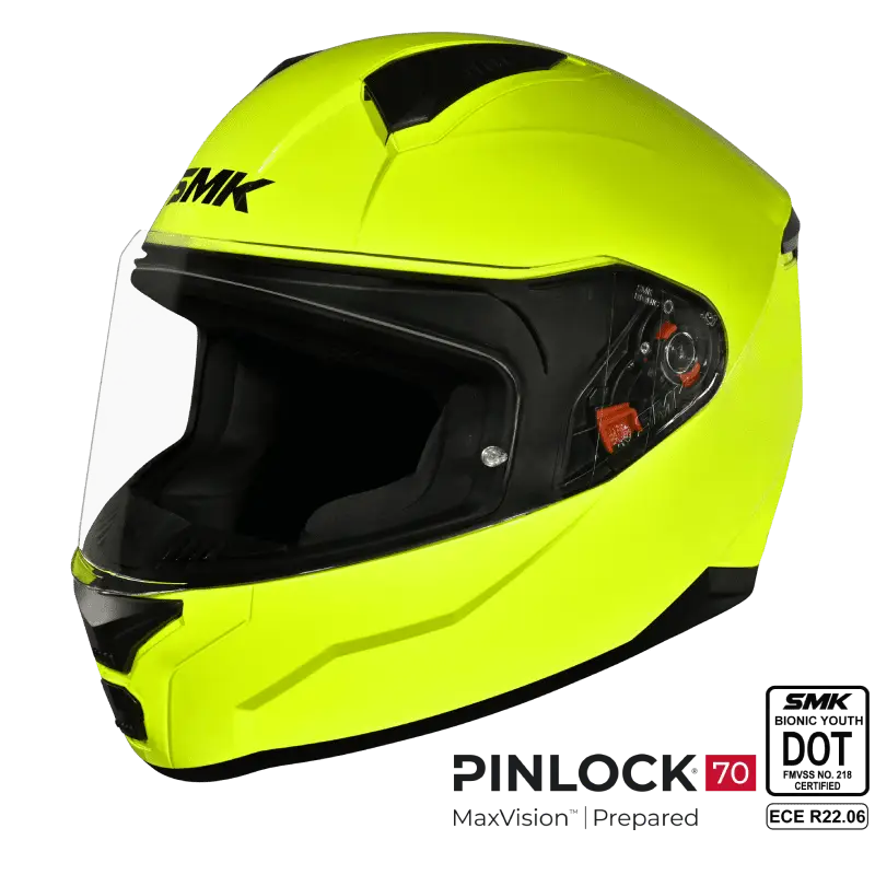 SMK Full Face Helmet Bionic Youth Solid HI Vision HV 400