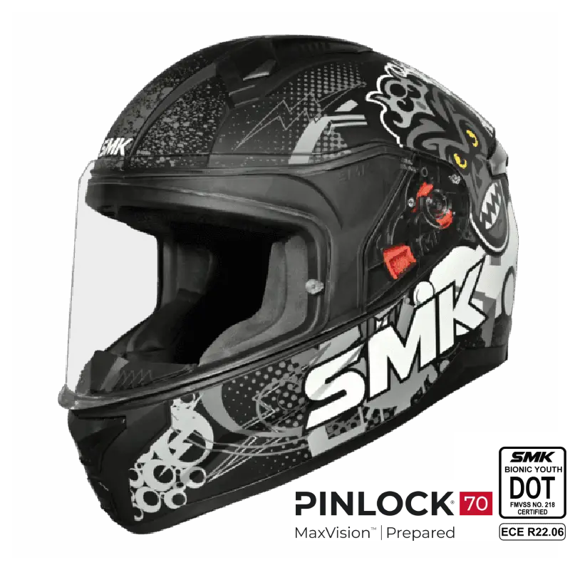 SMK Full Face Helmet Bionic Youth Chimpz Black/Grey MA 261