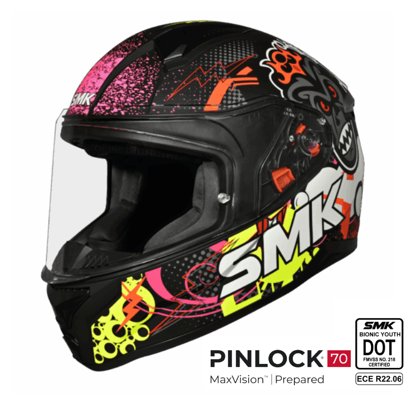 SMK Full Face Helmet Bionic Youth Chimpz Black/Pink MA 267