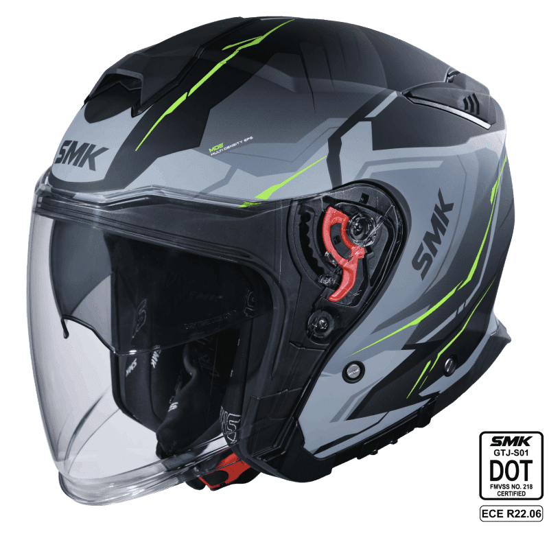 SMK Open Faced Helmet GTJ Escape Grey/Green MA 264