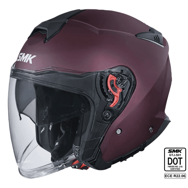 SMK Open Faced Helmet GTJ Solid Wine Red MA 300