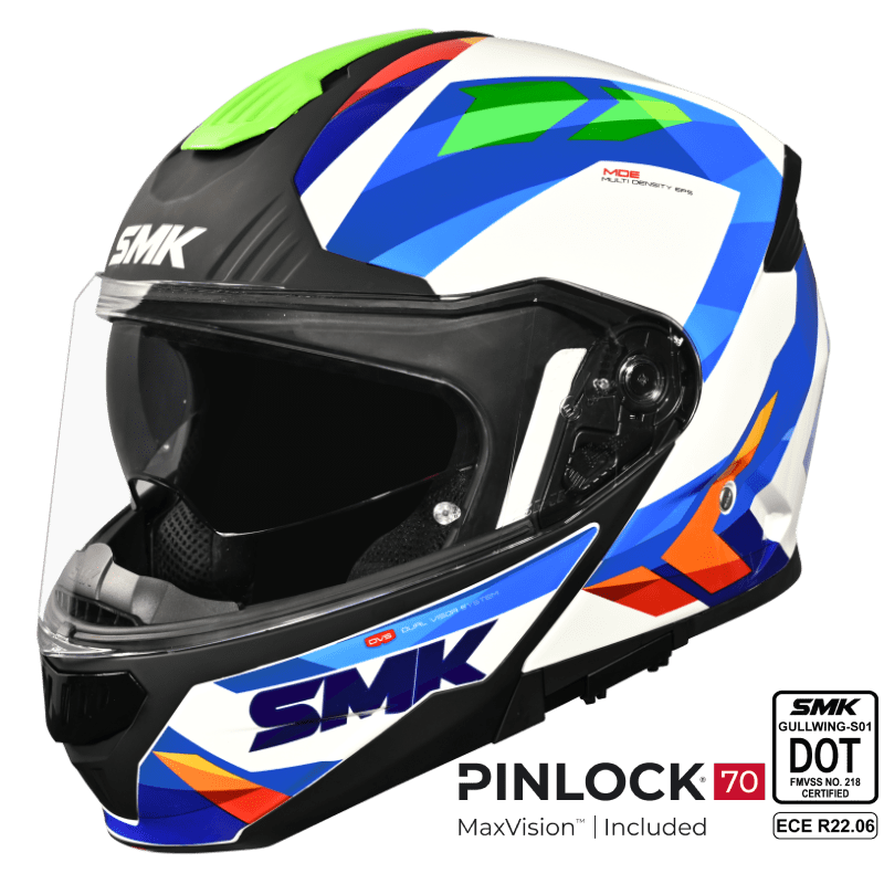 SMK Modular Helmet Gullwing Charger Blue/White GL 158