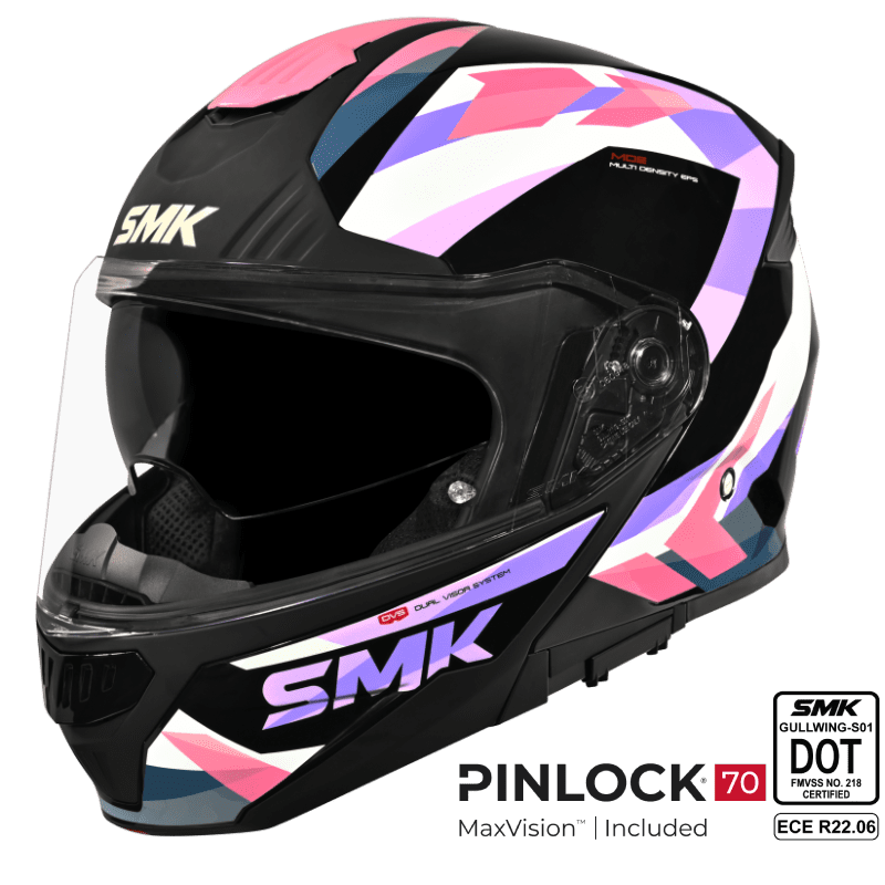 SMK Modular Helmet Gullwing Charger Pink/Black GL 219