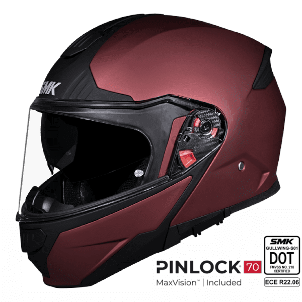 SMK Modular Helmet Gullwing Solid Wine Red MA 300