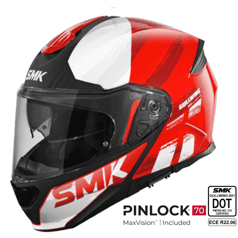 SMK Modular Helmet Gullwing Tourleader Red/White GL 363