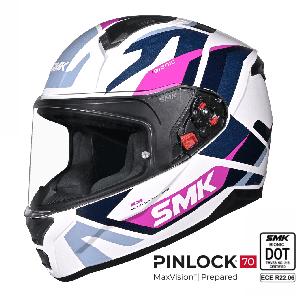 SMK Full Face Helmet Bionic Adult Kore Pink/White GL 159