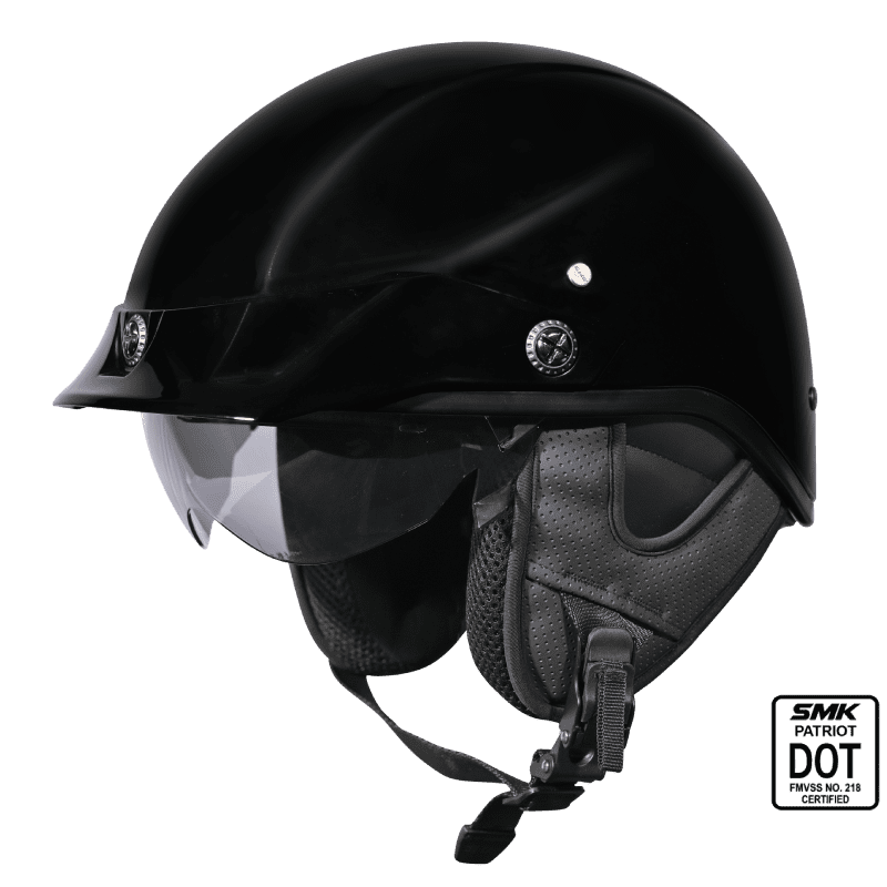 SMK Half Helmet Patriot Solid Black GL 200