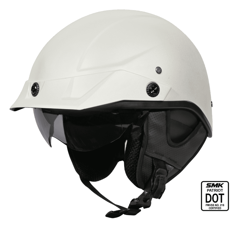 SMK Half Helmet Patriot Solid Onyx White GL 101