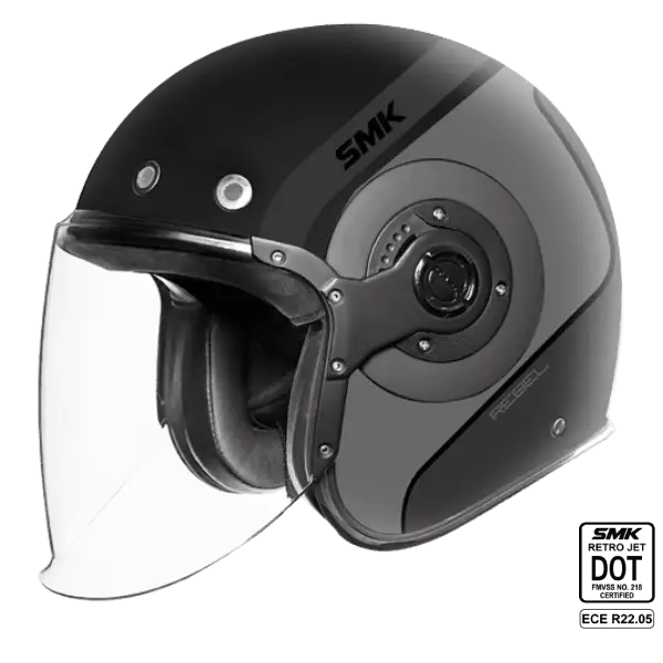 SMK Open Faced Helmet Retro Jet Rebel Black MA 266