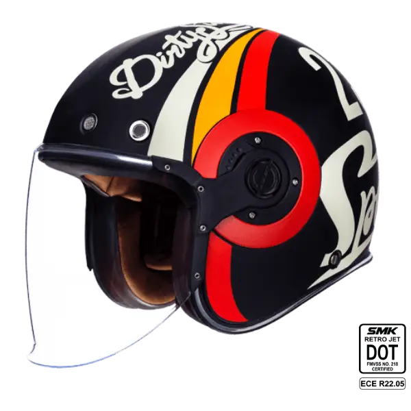 SMK Open Faced Helmet Retro Jet Speed TT Black/White MA 213