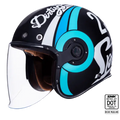 SMK Open Faced Helmet Retro Jet Speed TT Black/Blue MA 215