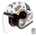 SMK Open Faced Helmet Retro Jet Tracker White/Gold MA 124