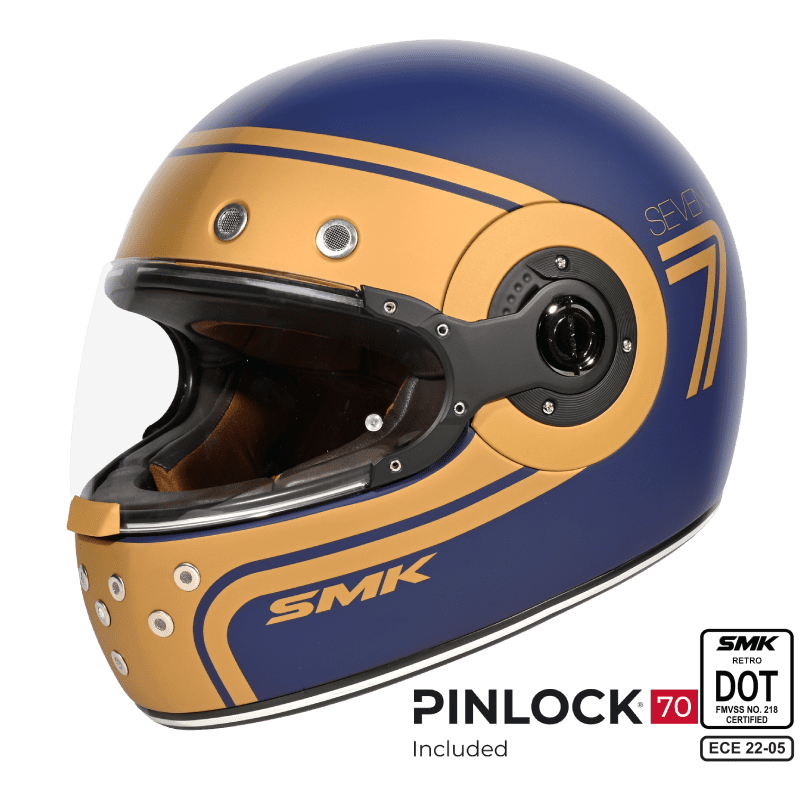 SMK Full Face Helmet Retro Seven Blue/Gold GL 540
