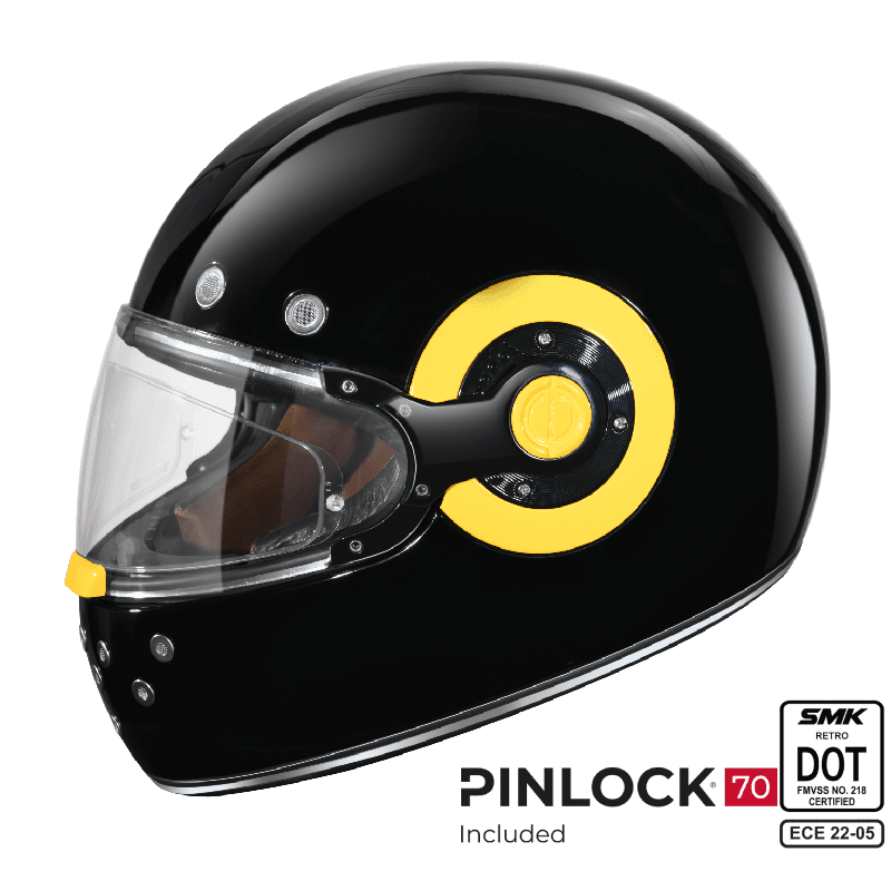 SMK Full Face Helmet Retro Solid Gloss Black GL 240