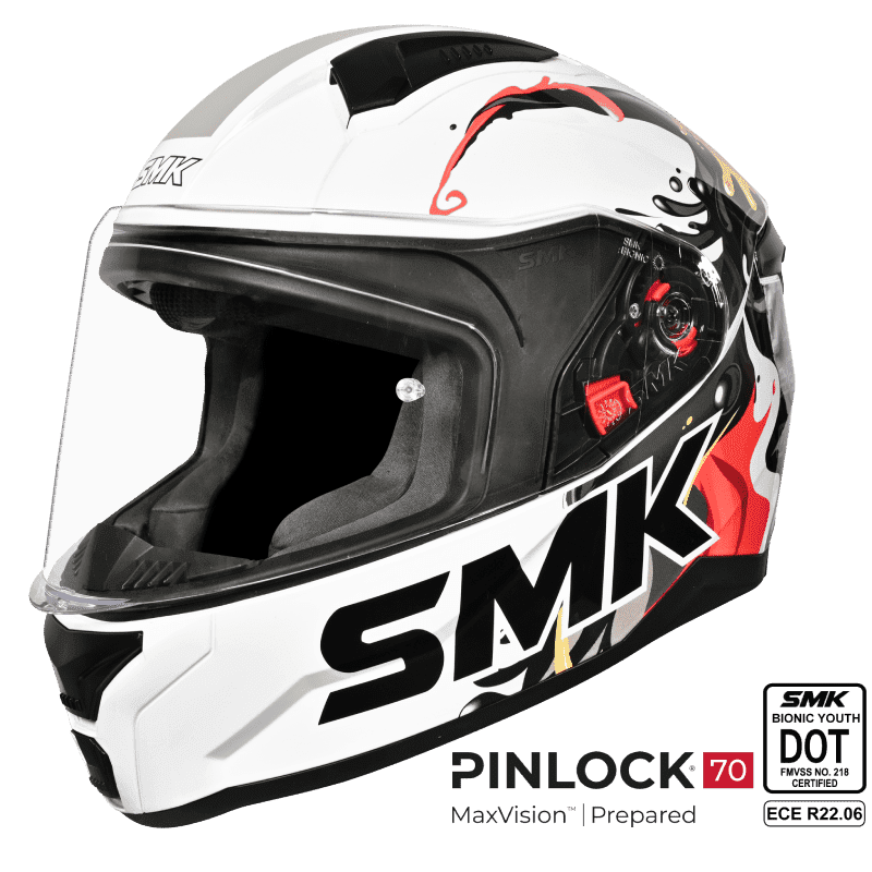 SMK Full Face Helmet Bionic Youth Splash White GL 124