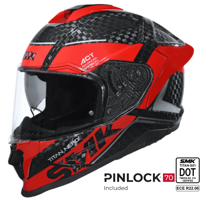 SMK Full Face Helmet Titan Carbon Nero Red GL 236