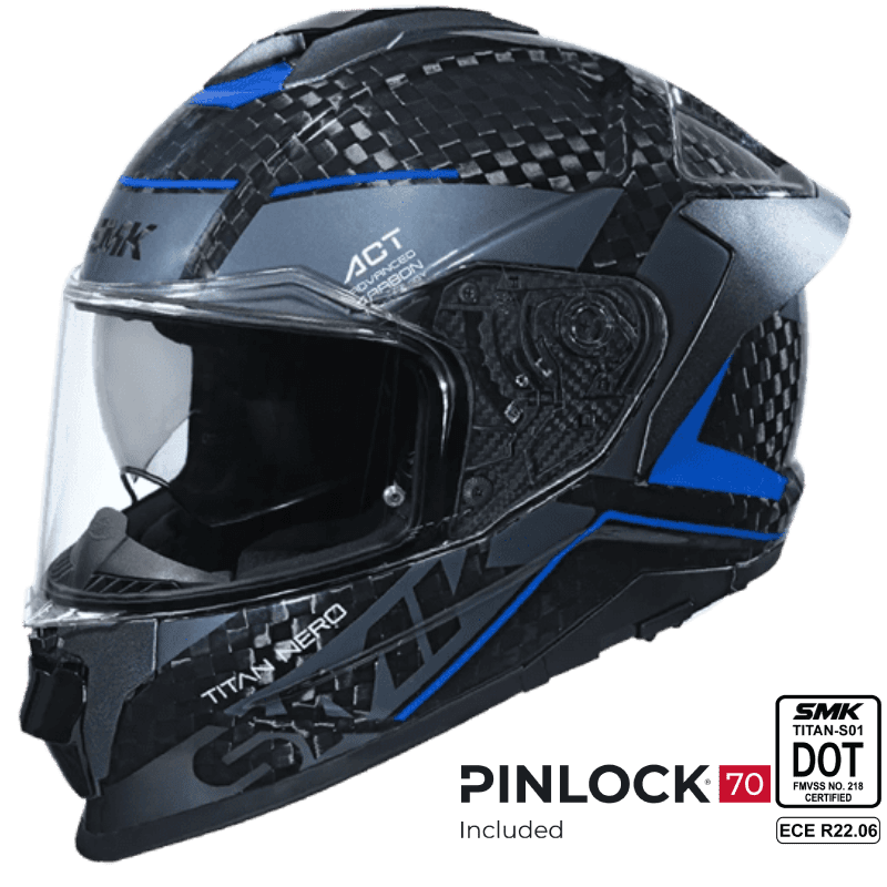 SMK Full Face Helmet Titan Carbon Nero Grey/Blue GL 256