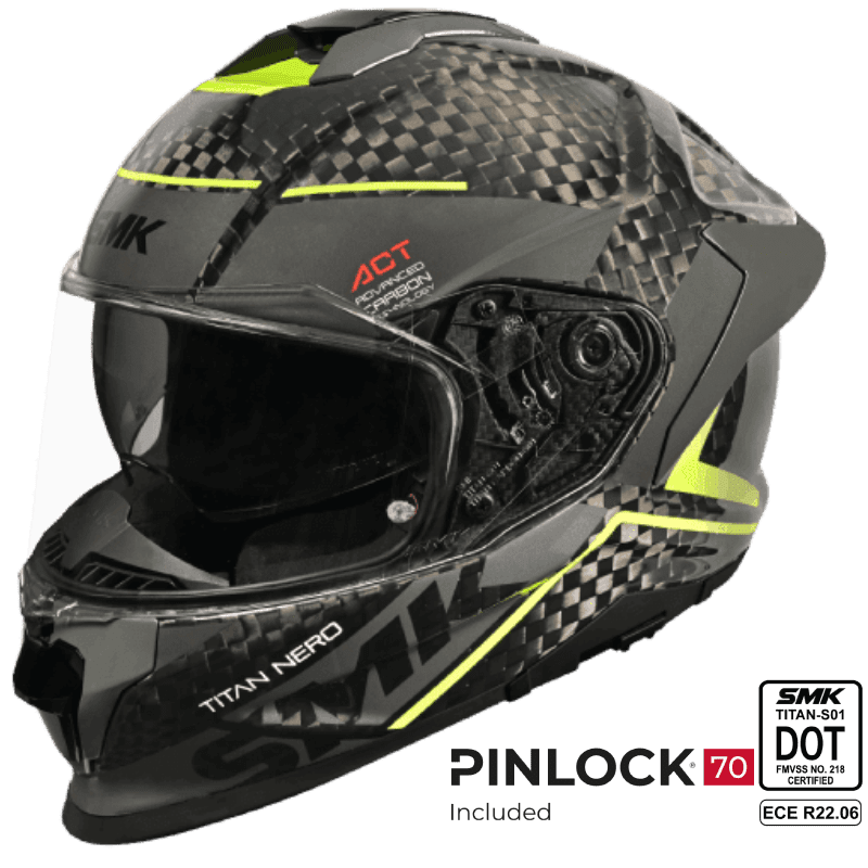SMK Full Face Helmet Titan Carbon Nero Grey/Yellow GL 264