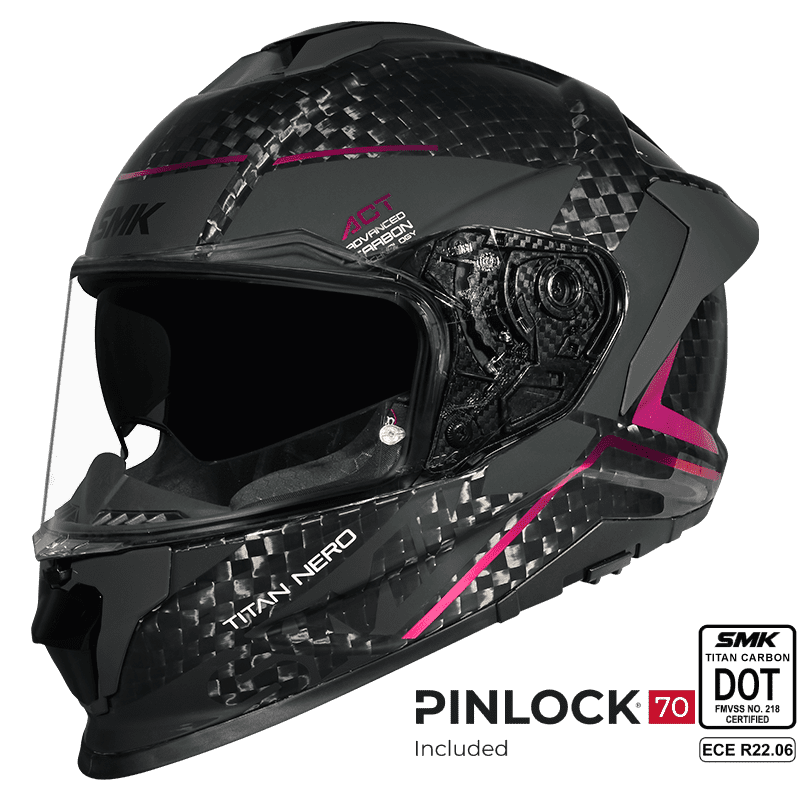 SMK Full Face Helmet Titan Carbon Nero Black/Pink GL 269