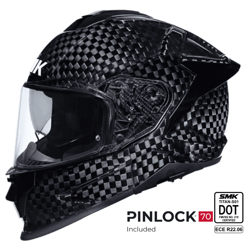 SMK Full Face Helmet Titan Carbon Solid Black GLCA 200