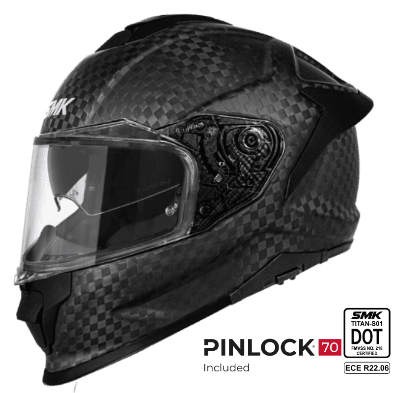 SMK Full Face Helmet Titan Carbon Solid Black MACA 200