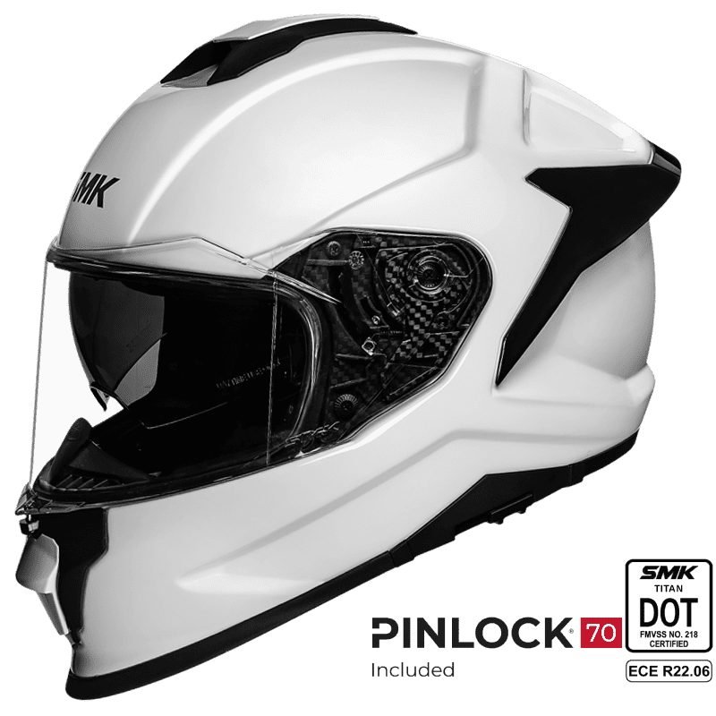 SMK Full Face Helmet Titan Fiberglass Solid White GL 100