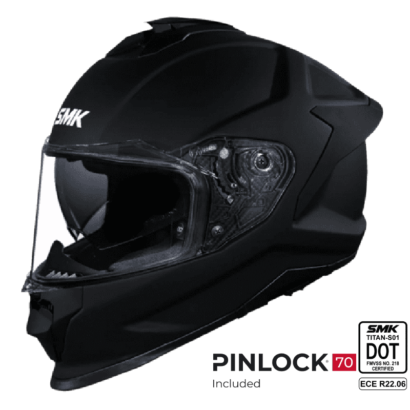 SMK Full Face Helmet Titan Fiberglass Solid Matt Black MA 200