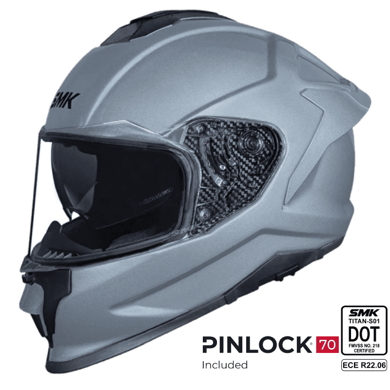 SMK Full Face Helmet Titan Fiberglass Solid Nardo Grey MA 600