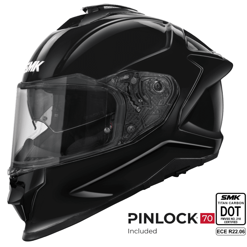 SMK Full Face Helmet Titan Fiberglass Solid Black GL 200