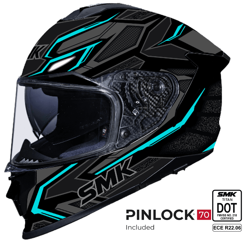 SMK Full Face Helmet Titan Fiberglass Panther Black/Blue GL 265