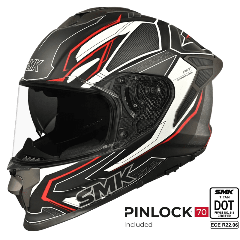 SMK Full Face Helmet Titan Fiberglass Panther Grey/White MA 213
