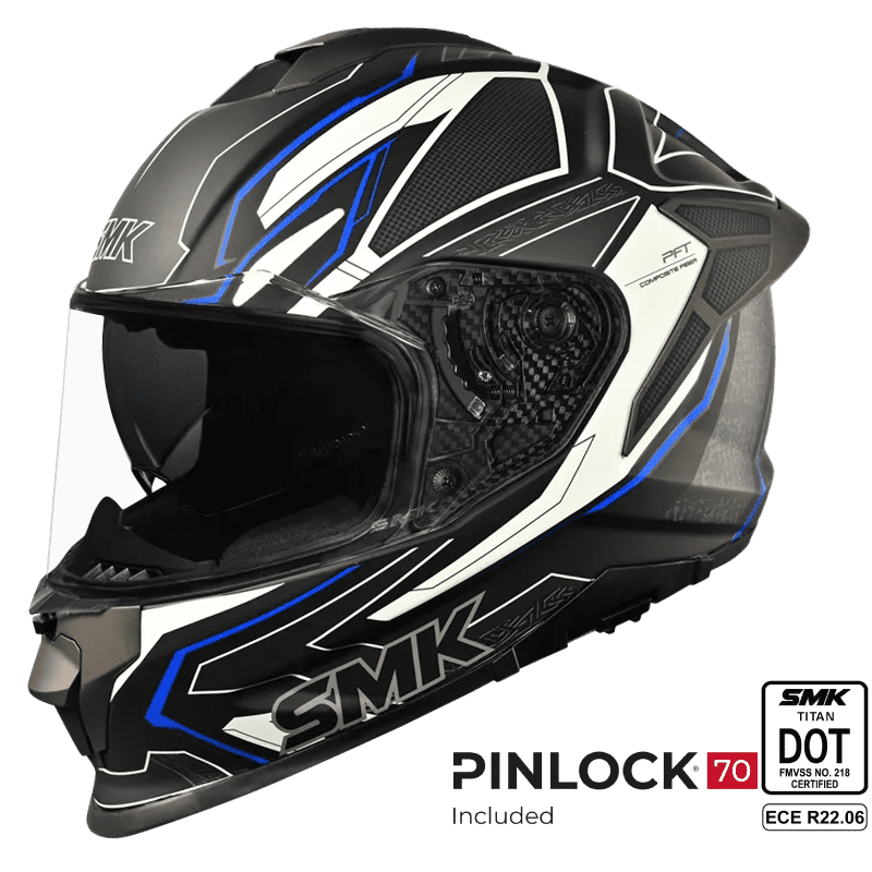 SMK Full Face Helmet Titan Fiberglass Panther Grey/Blue MA 215