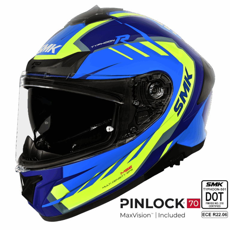 SMK Full Face Helmet Typhoon Aerot Blue/Yellow GL 545