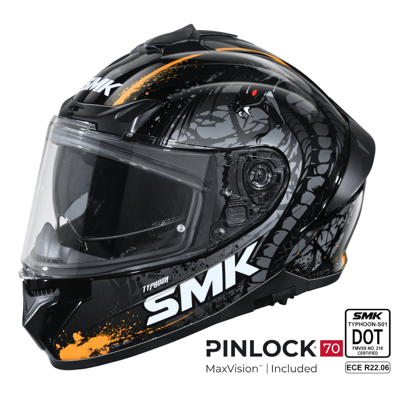 SMK Full Face Helmet Typhoon Reptile Black/Orange GL 267