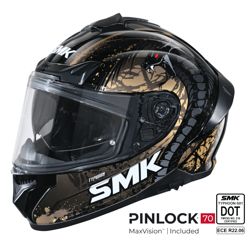 SMK Full Face Helmet Typhoon Reptile Black/Gold GL 277