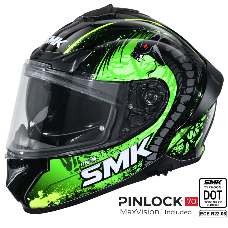 SMK Full Face Helmet Typhoon Reptile Black/Green GL 284