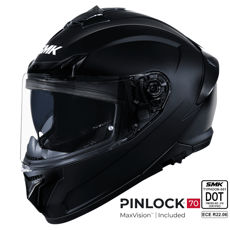 SMK Full Face Helmet Typhoon Solid Black GL 200