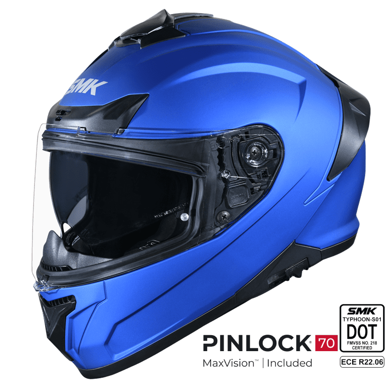 SMK Full Face Helmet Typhoon Solid Falme Blue MA 500