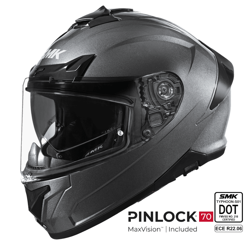 SMK Full Face Helmet Typhoon Solid Titanium GLDA 600