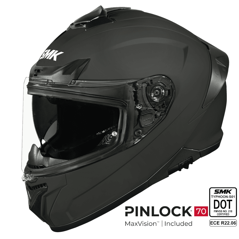 SMK Full Face Helmet Typhoon Solid Matt Black MA 200