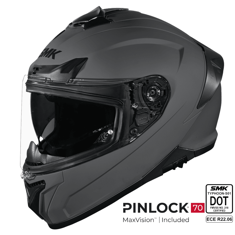 SMK Full Face Helmet Typhoon Solid Matt Nardo Grey MA 600